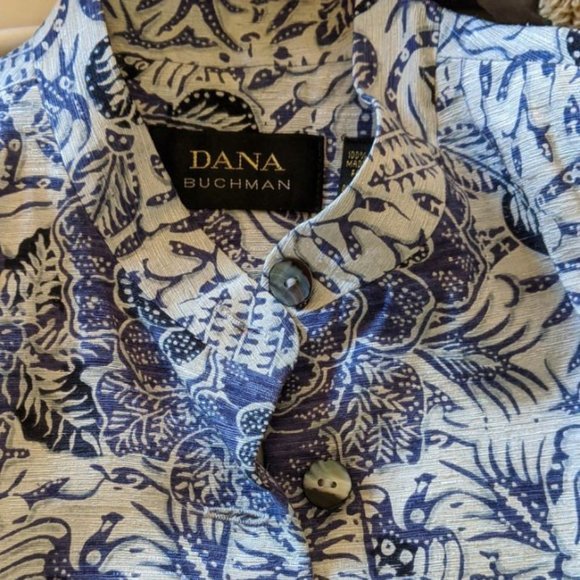 Dana Buchman Silk Damask Sleeveless Vest Mandarin Collar Purple, Black, White - Picture 11 of 14